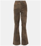 Re/Done High-rise leather bootcut jeans