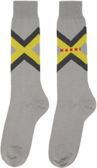 Marni Gray Micro Argyle Socks