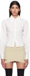 J KOO White Lace-Up Shirt