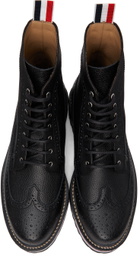 Thom Browne Black Longwing Hiking Sole Stripe Lace-Up Boots