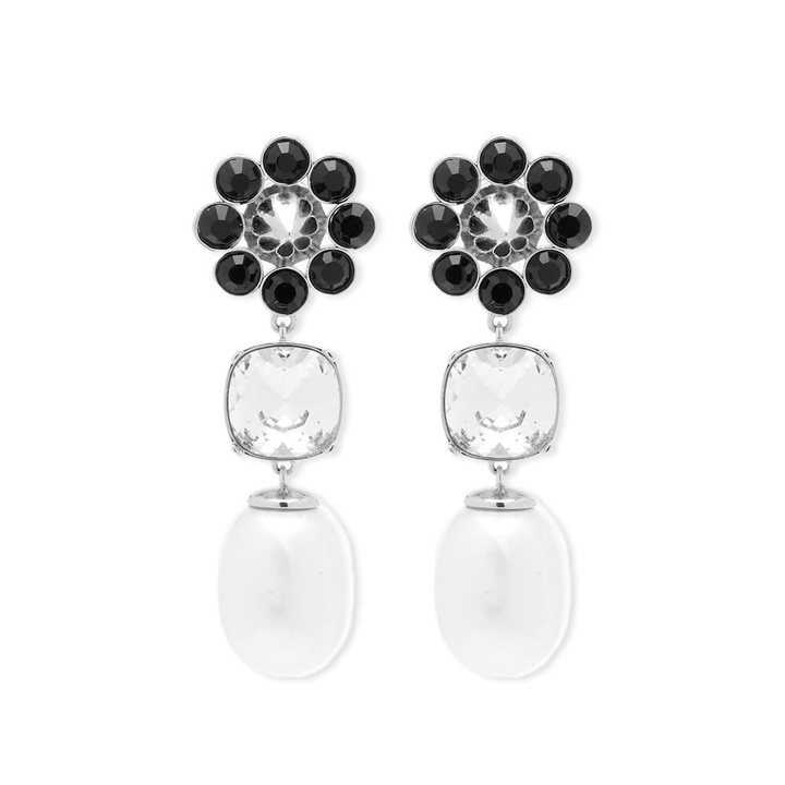 Photo: Shrimps Women's Terry Floral Earrings in Black/Silver/Cream