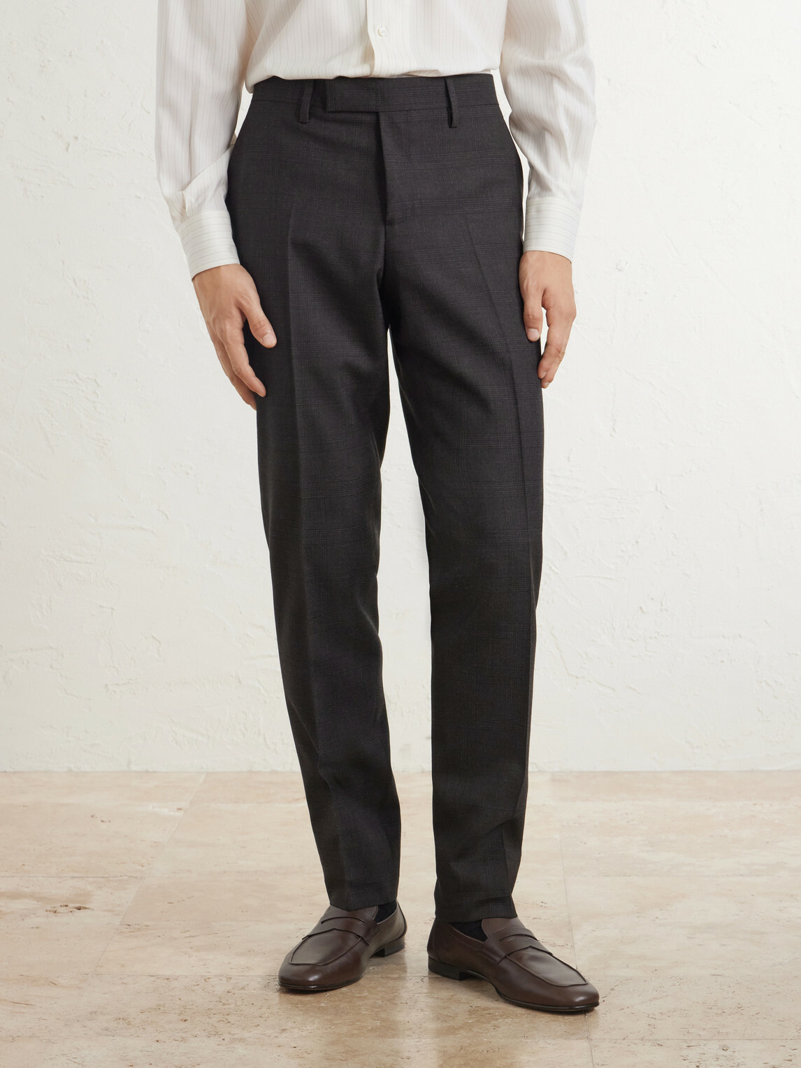Lardini - Prince of Wales Checked Straight-Leg Wool Trousers - Brown