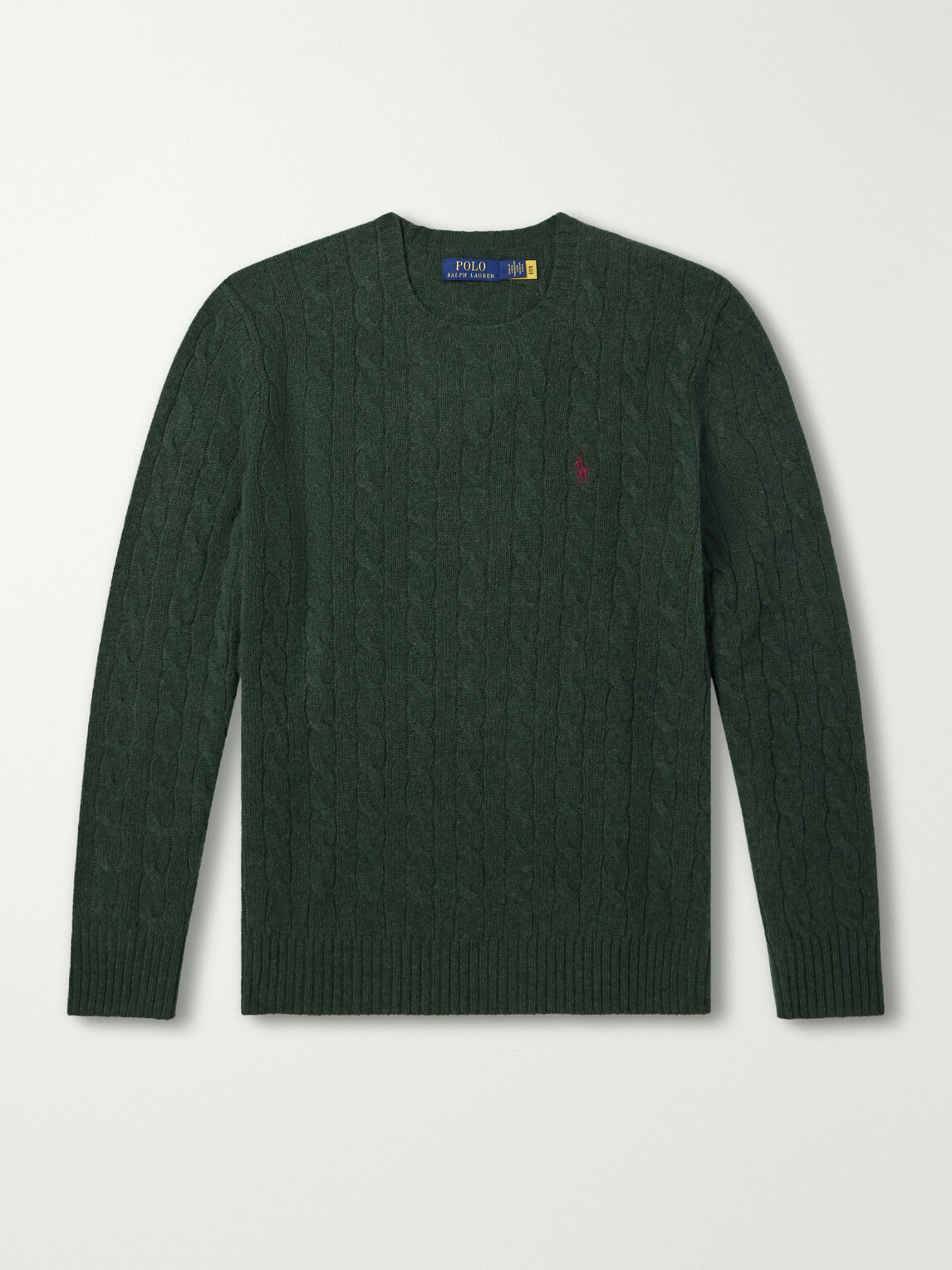 Polo Ralph Lauren - Logo-Embroidered Cable-Knit Wool and Cashmere-Blend Sweater - Green