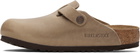 Birkenstock Beige Regular Boston Oiled Leather Slip-on Loafers