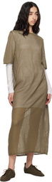 Lauren Manoogian Khaki Pointelle Maxi Dress