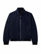 TOM FORD - Suede Harrington Jacket - Blue