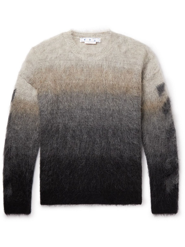 Photo: Off-White - Dégradé Brushed Mohair-Blend Sweater - Gray