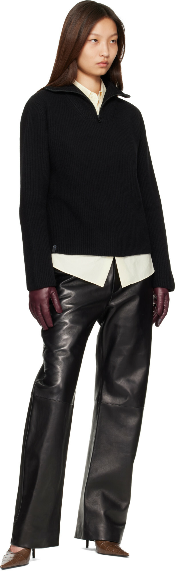 MACKAGE Black Gladys Knit Half-Zip Pullover Sweater
