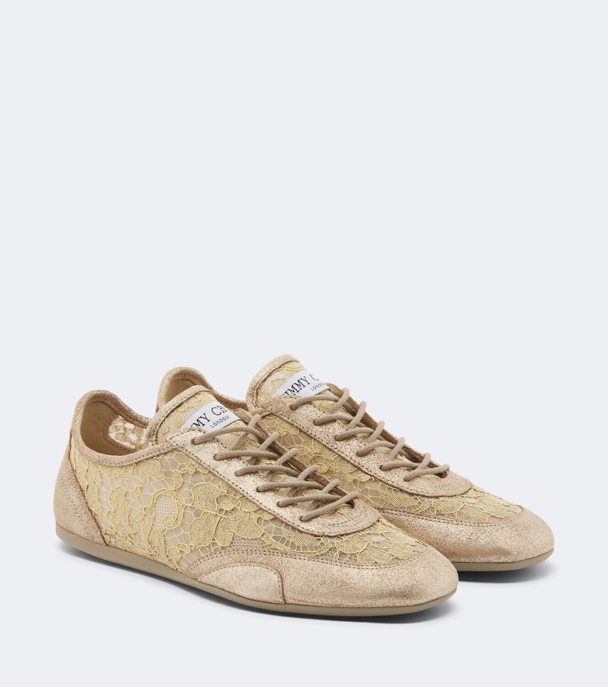 Jimmy Choo Sunny suede-trimmed lace sneakers
