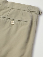 Brunello Cucinelli - Straight-Leg Pleated Garment-Dyed Cotton-Twill Shorts - Green