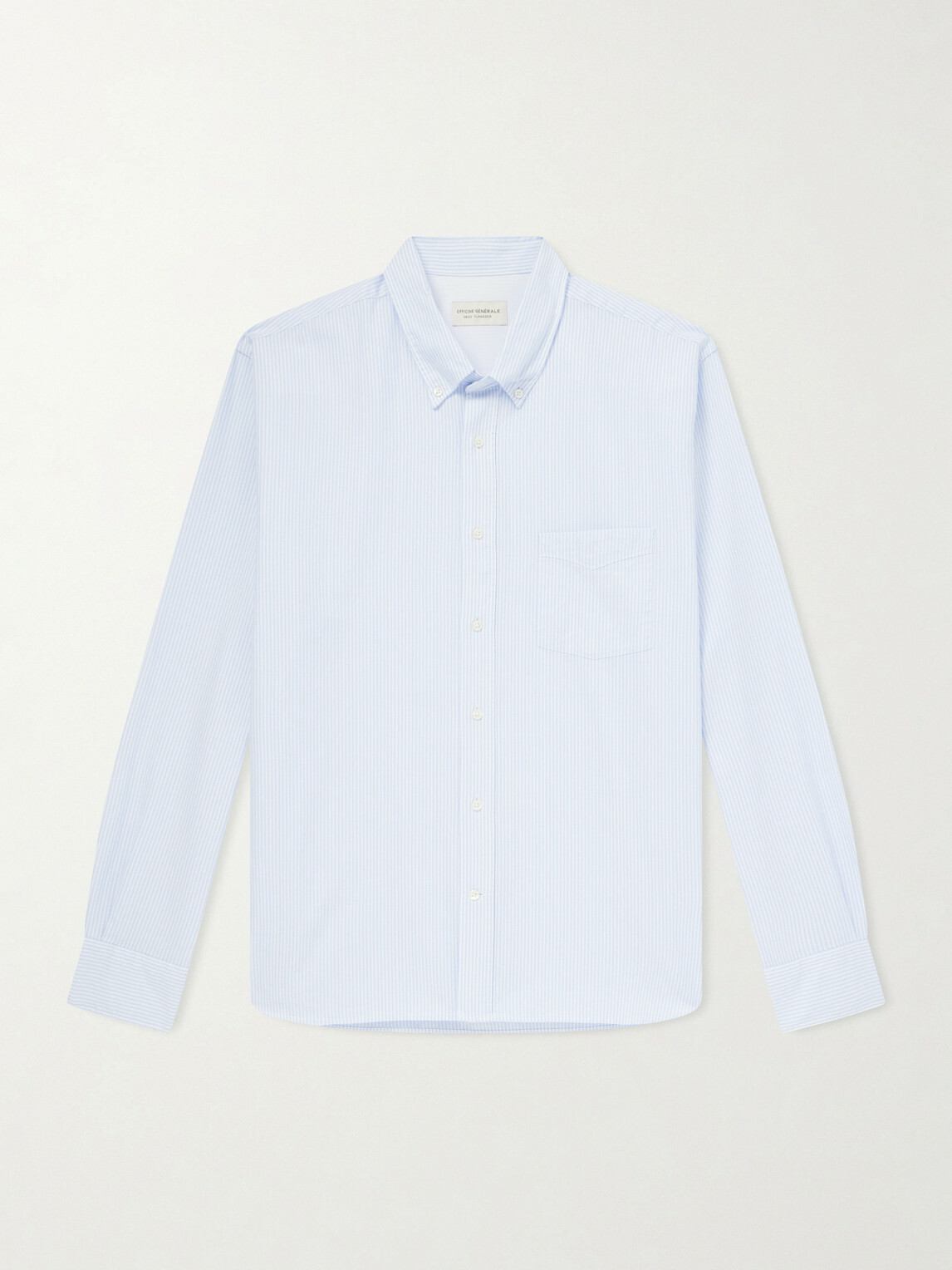 Officine Générale - Striped Cotton Oxford Shirt - Blue