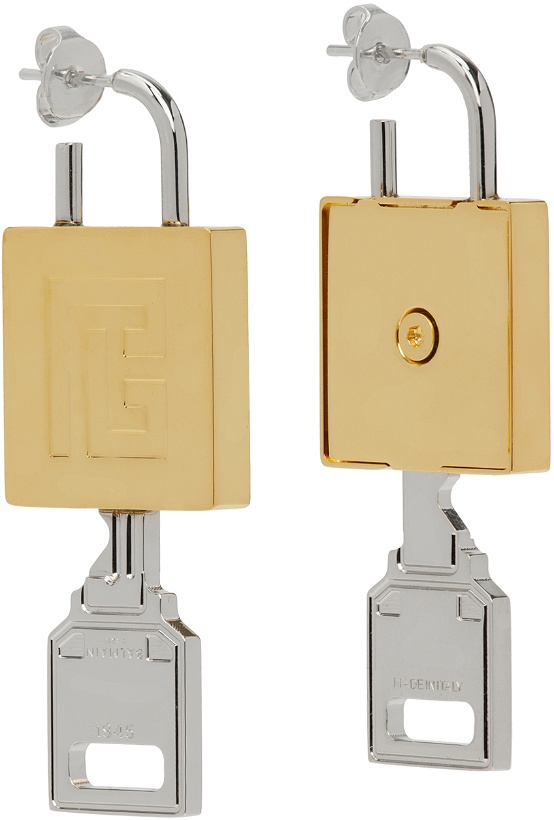 Photo: Balmain Gold & Silver Key Lock Earrings