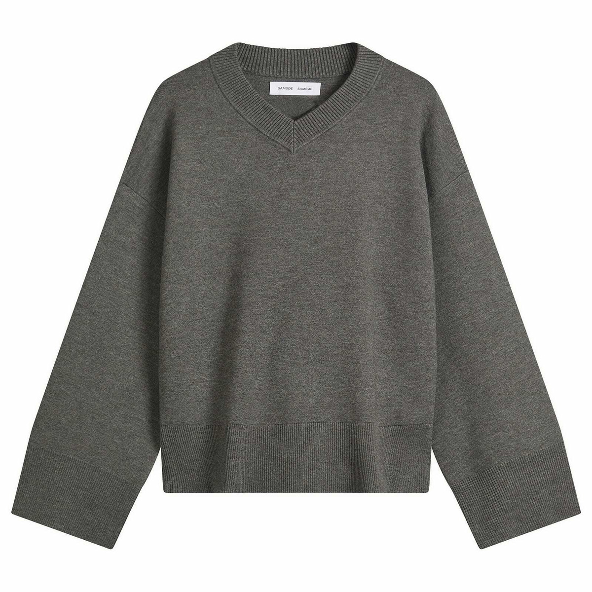 Samsøe Samsøe Women's Salula V Neck Sweater in Dark Grey