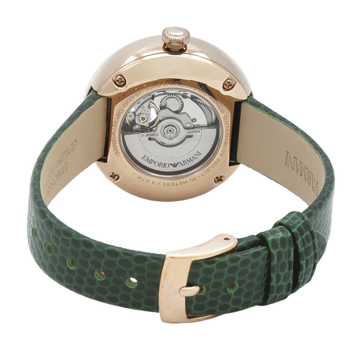 Emporio Armani Automatic Crystal Black Mother of Pearl Dial Ladies ...