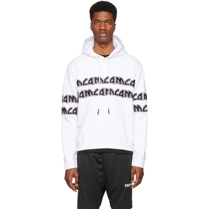 Photo: McQ Alexander McQueen White Metal Repeat Logo Hoodie