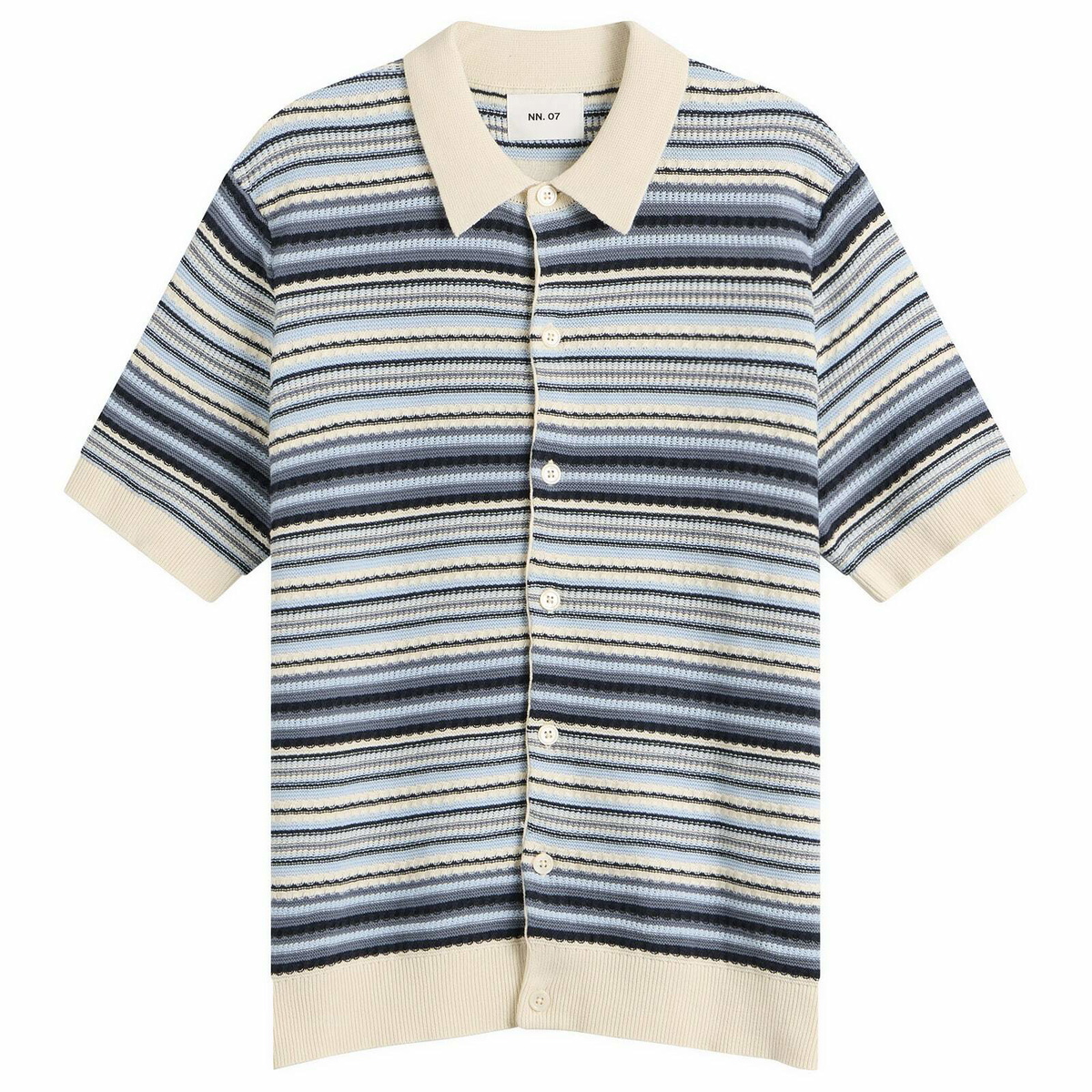 NN07 Men's Nolan Stripe Polo Cardigan in Navy Multi