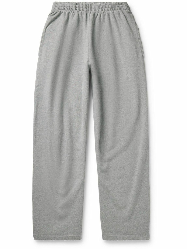 Photo: Balenciaga - Wide-Leg Distressed Cotton-Jersey Sweatpants - Gray