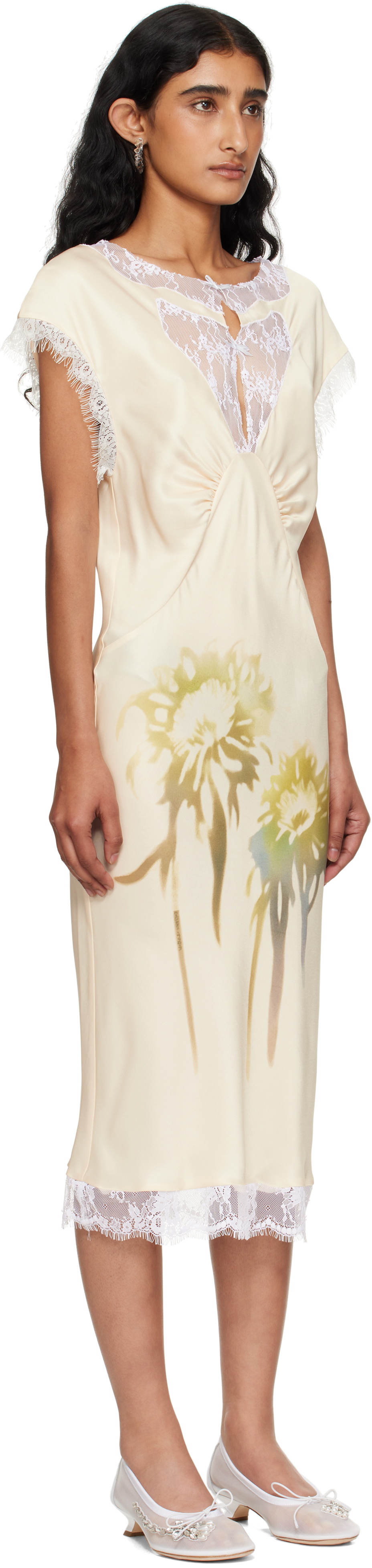 Collina Strada Beige Waterlily Midi Dress