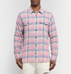 Saint Laurent - Checked Slub Cotton, Linen and Ramie-Blend Shirt - Men - Pink