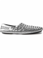 SAINT LAURENT - Neil Woven Metallic Leather Loafers - Silver
