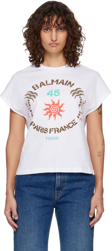 Photo: BALMAIN White 'Balmain Club 45' Boxy T-shirt