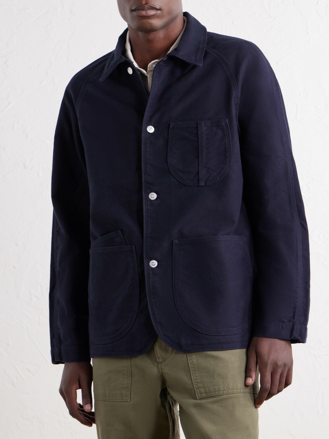 Drake's - Cotton-Moleskin Chore Jacket - Blue