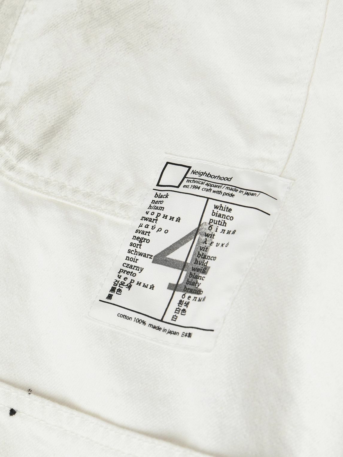 Neighborhood - Corduroy-Trimmed Paint-Splattered Denim Jacket - White