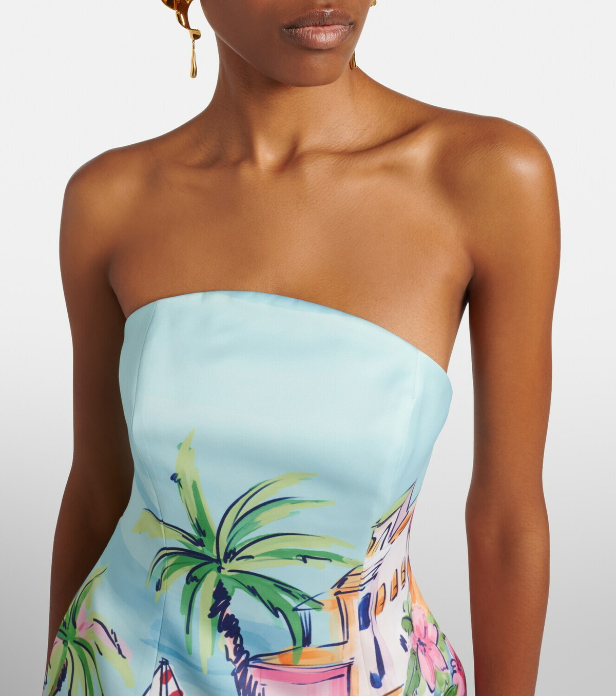 Leo Lin Printed bustier dress