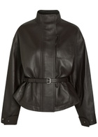 Jacquemus Le Blouson Ciro Belted Leather Jacket Dark Brown