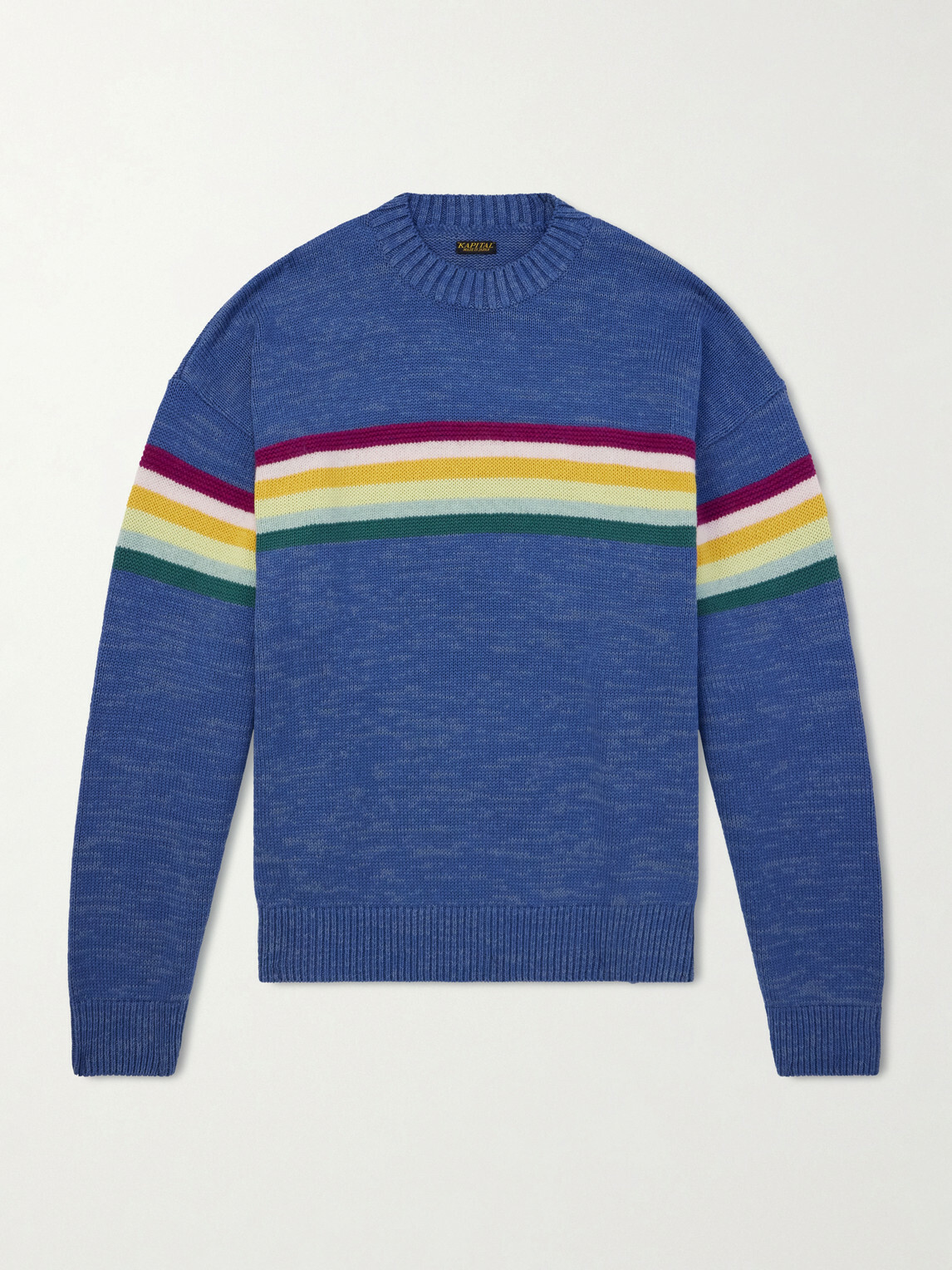 KAPITAL - Peckish Rainbow Striped Cotton and Wool-Blend Sweater - Blue