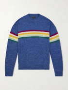 KAPITAL - Peckish Rainbow Striped Cotton and Wool-Blend Sweater - Blue