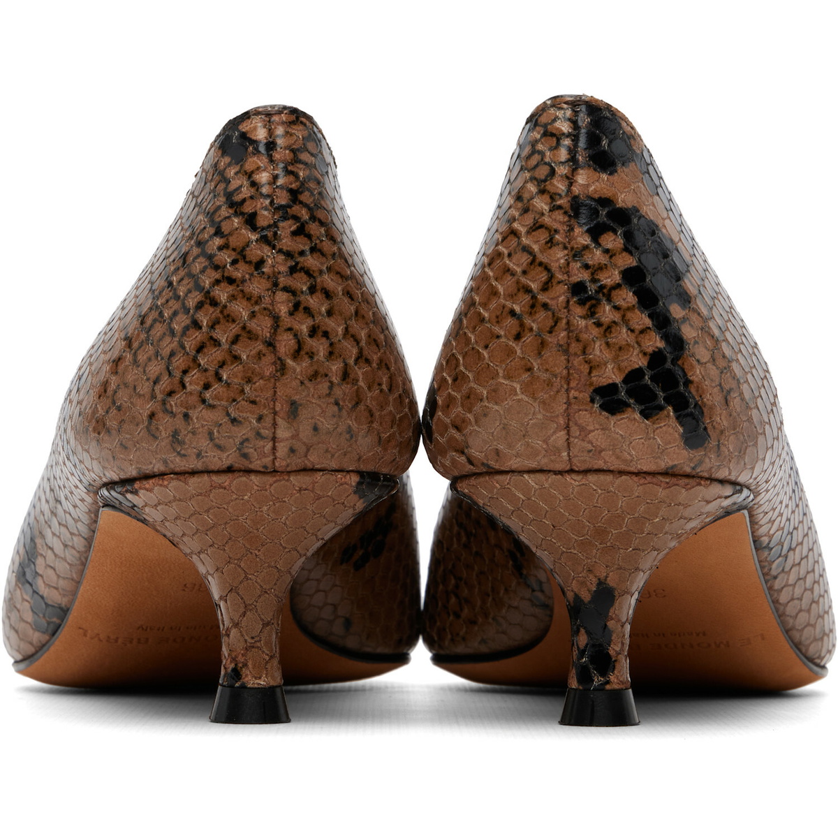Le Monde Beryl Brown & Black Babouche Kitten Heels