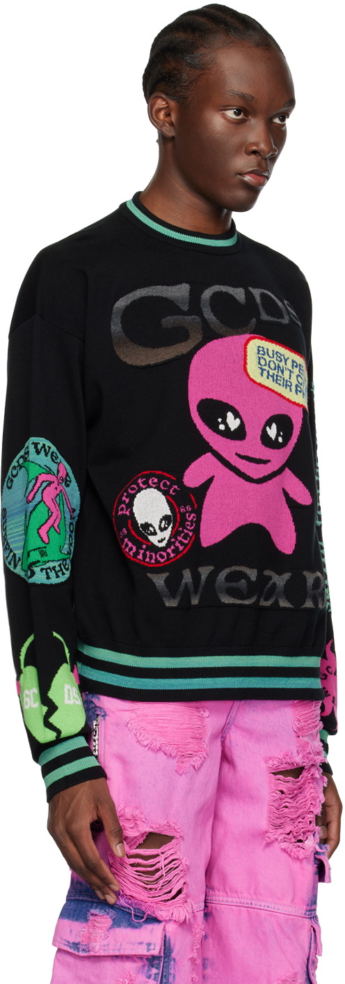 GCDS Black Surfing Wirdo Sweater