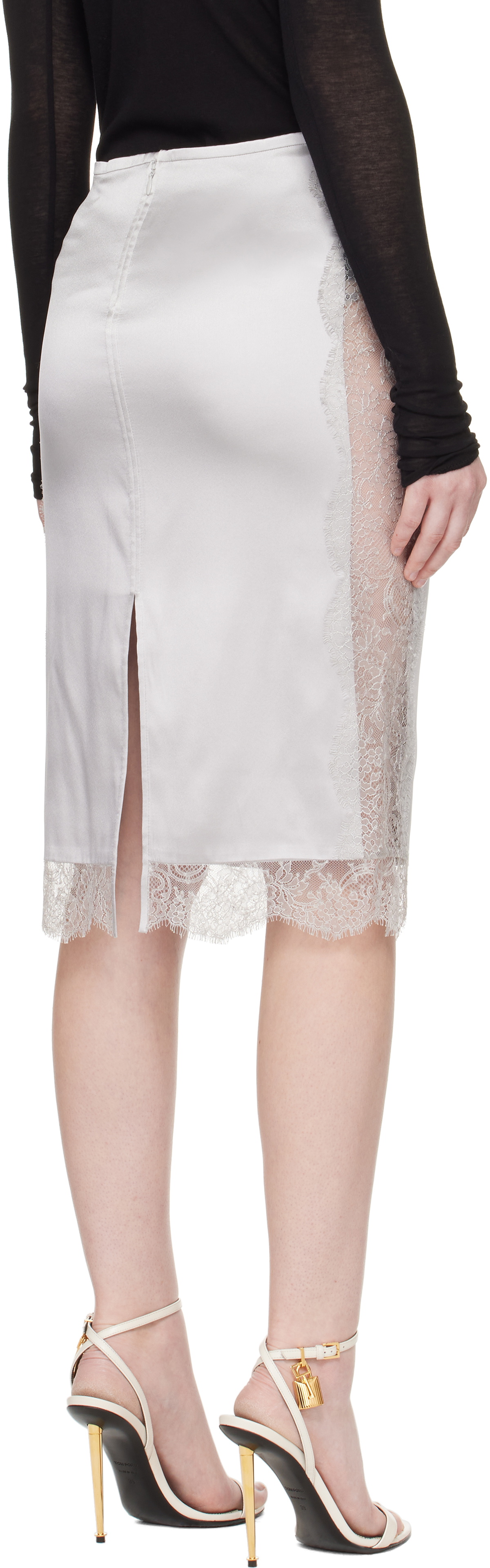 TOM FORD Silver Knee-Length Midi Skirt