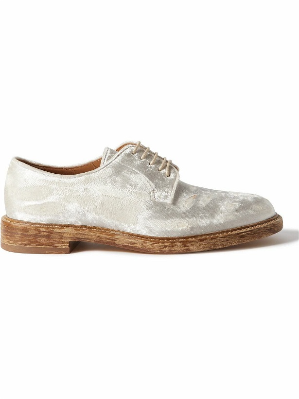 Photo: Maison Margiela - Distressed Velvet Derby Shoes - Gray