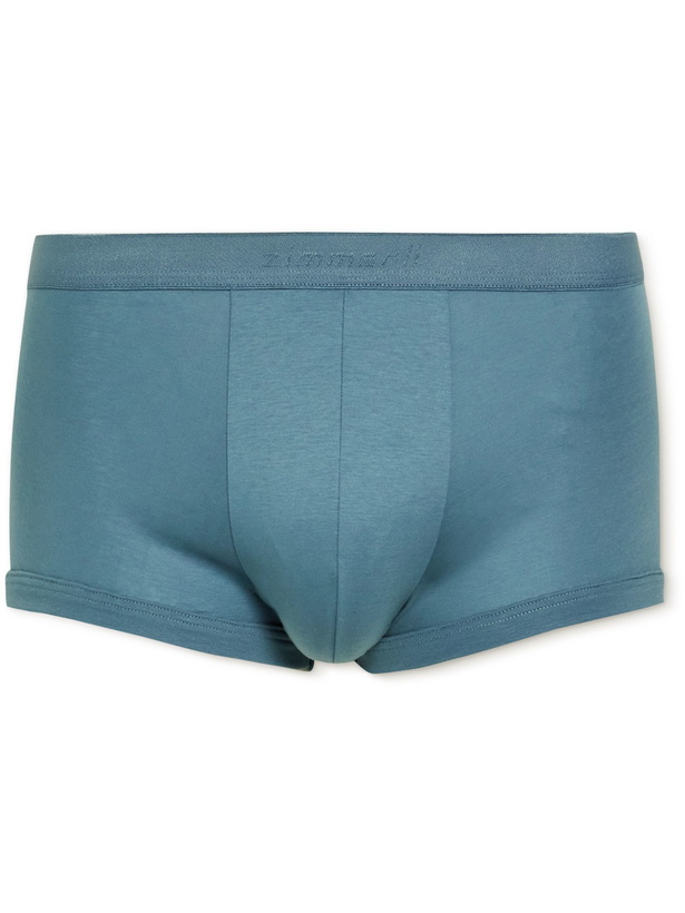 Photo: Zimmerli - Sea Island Cotton Boxer Briefs - Blue