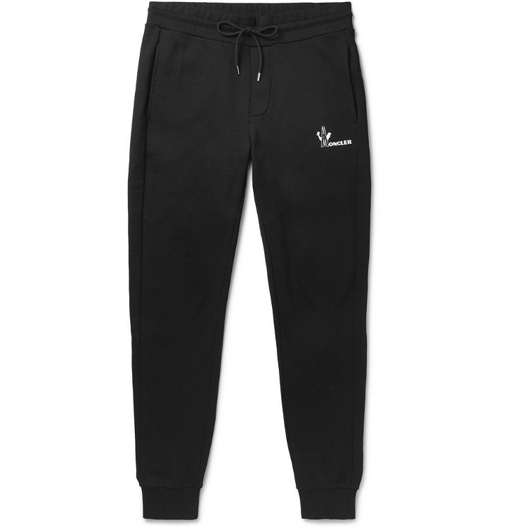 Photo: Moncler - Tapered Loopback Cotton-Jersey Sweatpants - Black