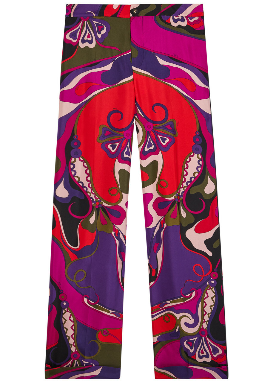 Pucci Orchidee Printed Silk Trousers Multicoloured 1