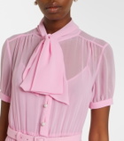 Self-Portrait Belted tie-neck georgette midi dress