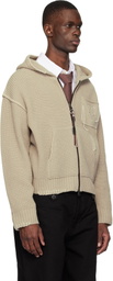 Andersson Bell Beige Heart Logo Zip-Up Hoodie