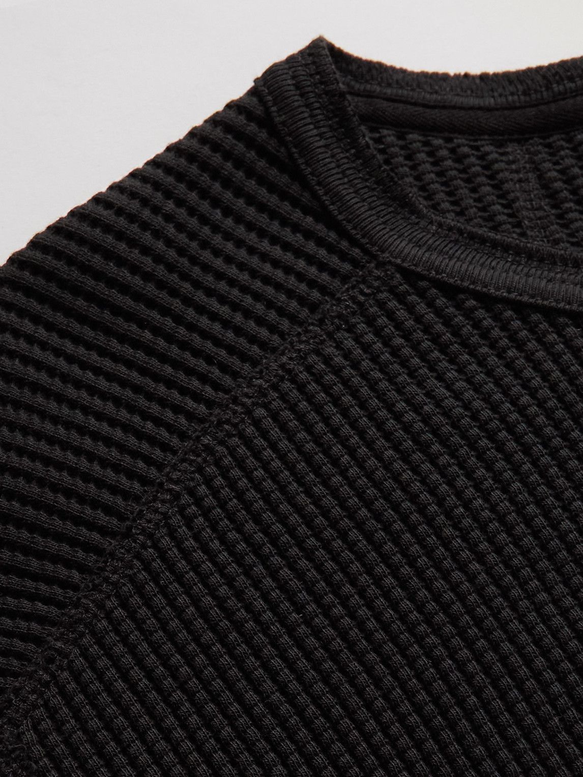 Rag & Bone - Devon Waffle-Knit Cotton Henley T-Shirt - Black Rag and Bone