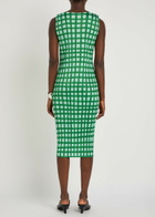 Pleats Please Issey Miyake Gingham Pleated Woven Midi Dress Green