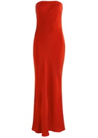 Bec & Bridge Moon Dance Strapless Satin Maxi Dress Red