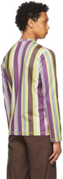 Phlemuns Multicolor Striped Backless Long Sleeve T-Shirt
