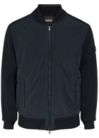 Boss Levaio Quilted Cotton and Shell Bomber Jacket Navy