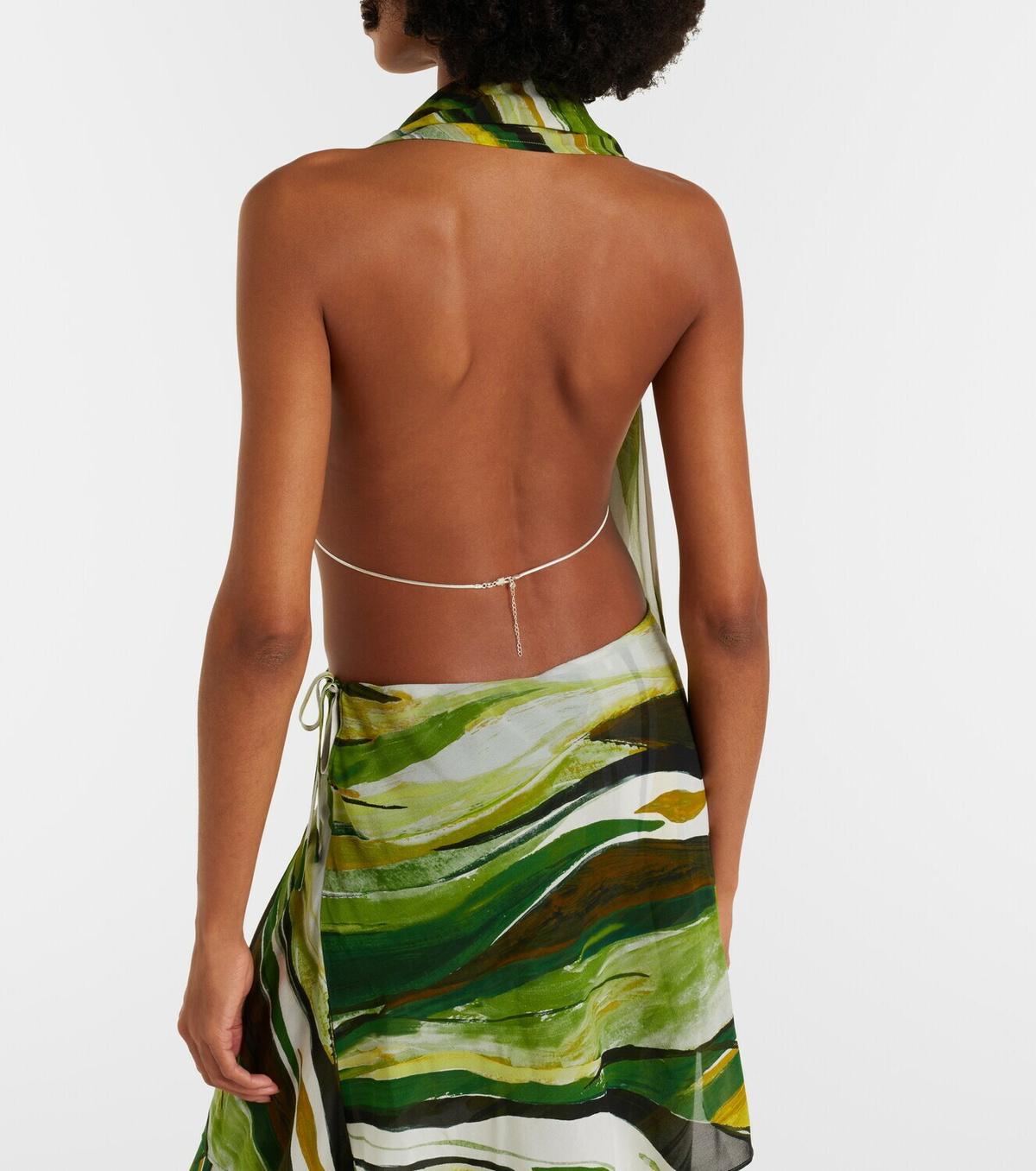 Christopher Esber Printed silk scarf bra top