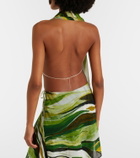 Christopher Esber Printed silk scarf bra top