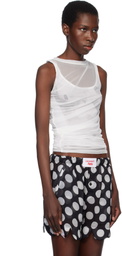 Charles Jeffrey LOVERBOY White Draped Mesh Tank Top