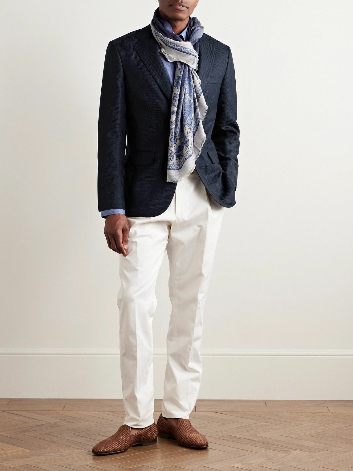 Brioni - Textured Wool and Cashmere-Blend Blazer - Blue