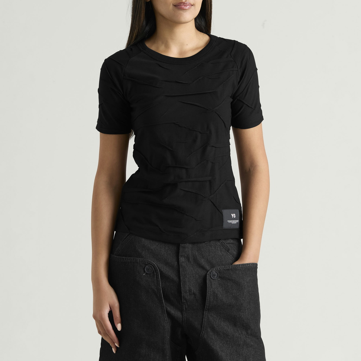 Y-3 Women's Patchwork Cut T-Shirt in Black